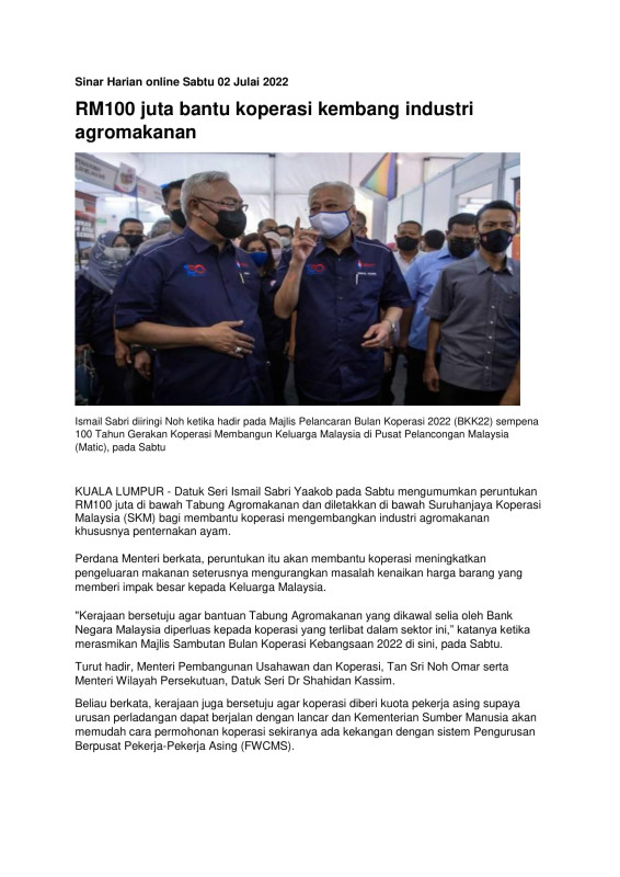 rm100-juta-bantu-koperasi-kembang-industri-agromakanan-sinar-harian-online-sabtu-02-julai-2022-1